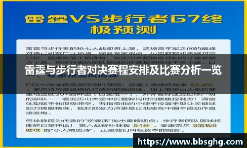 雷霆与步行者对决赛程安排及比赛分析一览